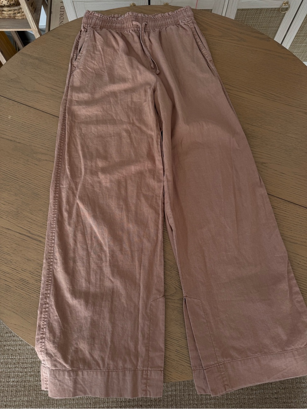 Madewell Hemp Cotton Wide Leg Pants Dusty Rose Pull On Drawstring Casual Lounge - Picture 3 of 6